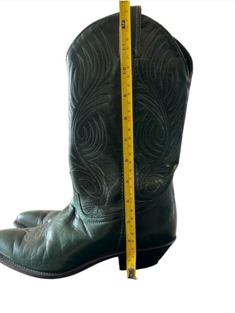 Vintage Code West Classic Women's Green Leather Western Heeled Boots - Picture 6 of 7